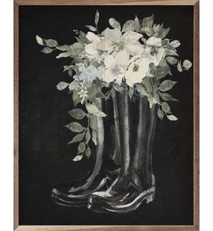 Boots With Flowers Black